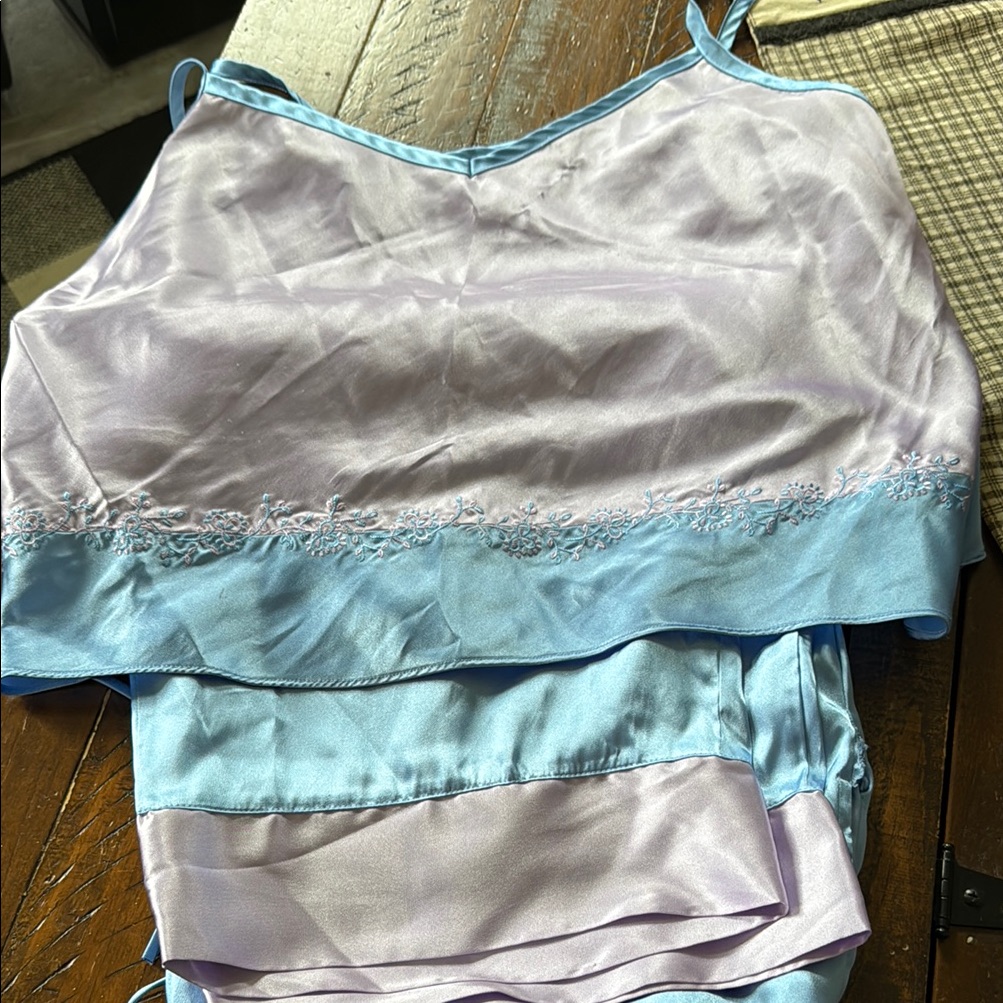 Lavender And Blue Satin Camisole Set Or Use As Pjs
